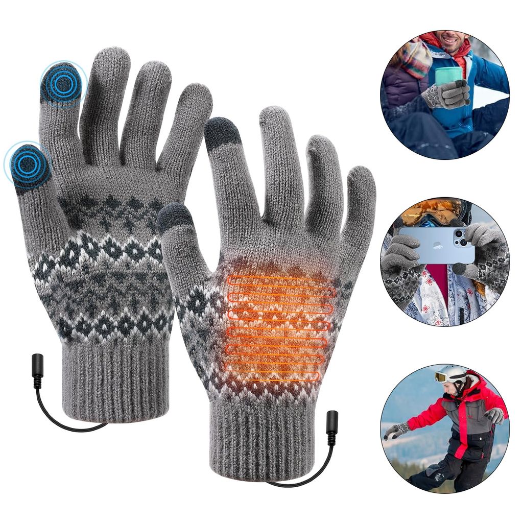 Beheizbare Handschuhe mit Schalter, Blau