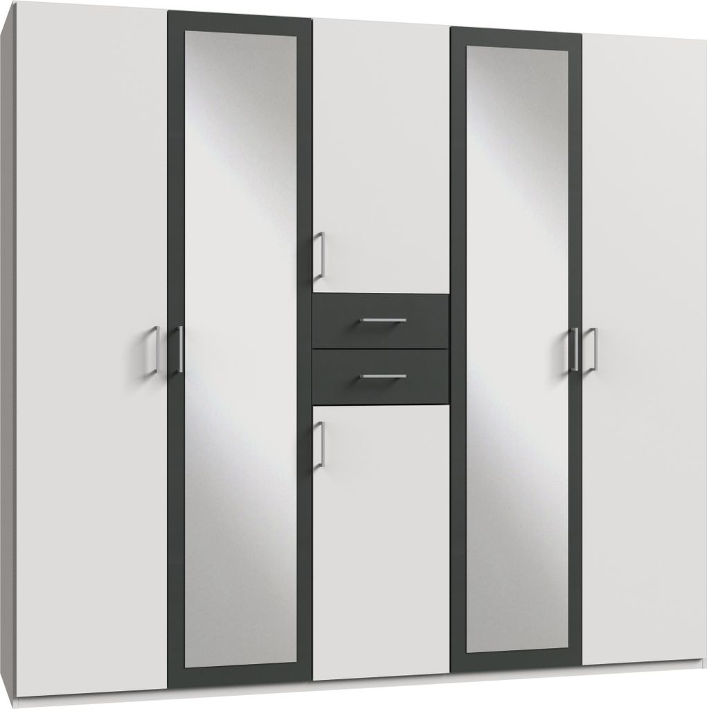 Kleiderschrank Drehtürenschrank Schlafzimmerschrank Schrank Schlafen "Drugi I" Weiß/Graphit