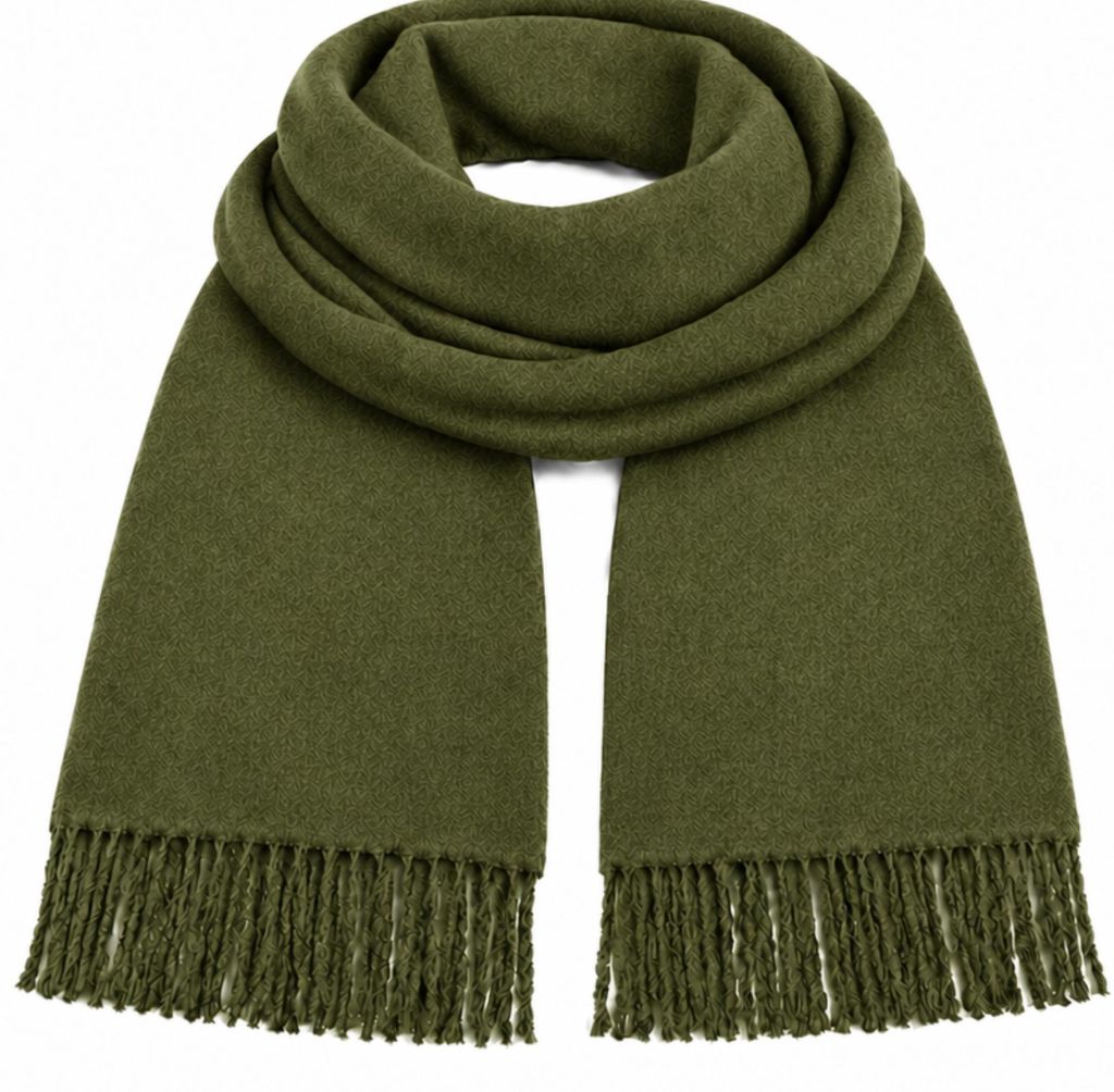 Oversize Damen Winter Schal – 100% Viskose, Olive Grün Produktbild  KI-generiertes Bild
