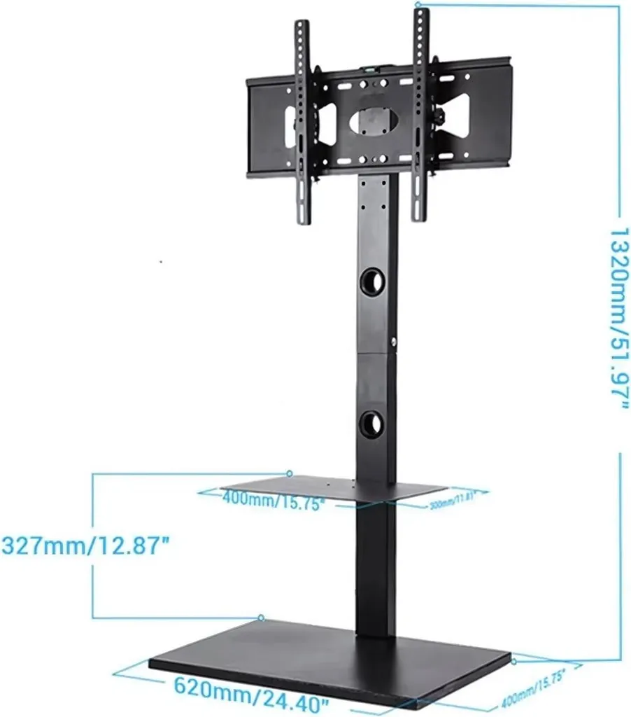 Support TV de table universel avec tablette multimédia 32 à 65 pouces