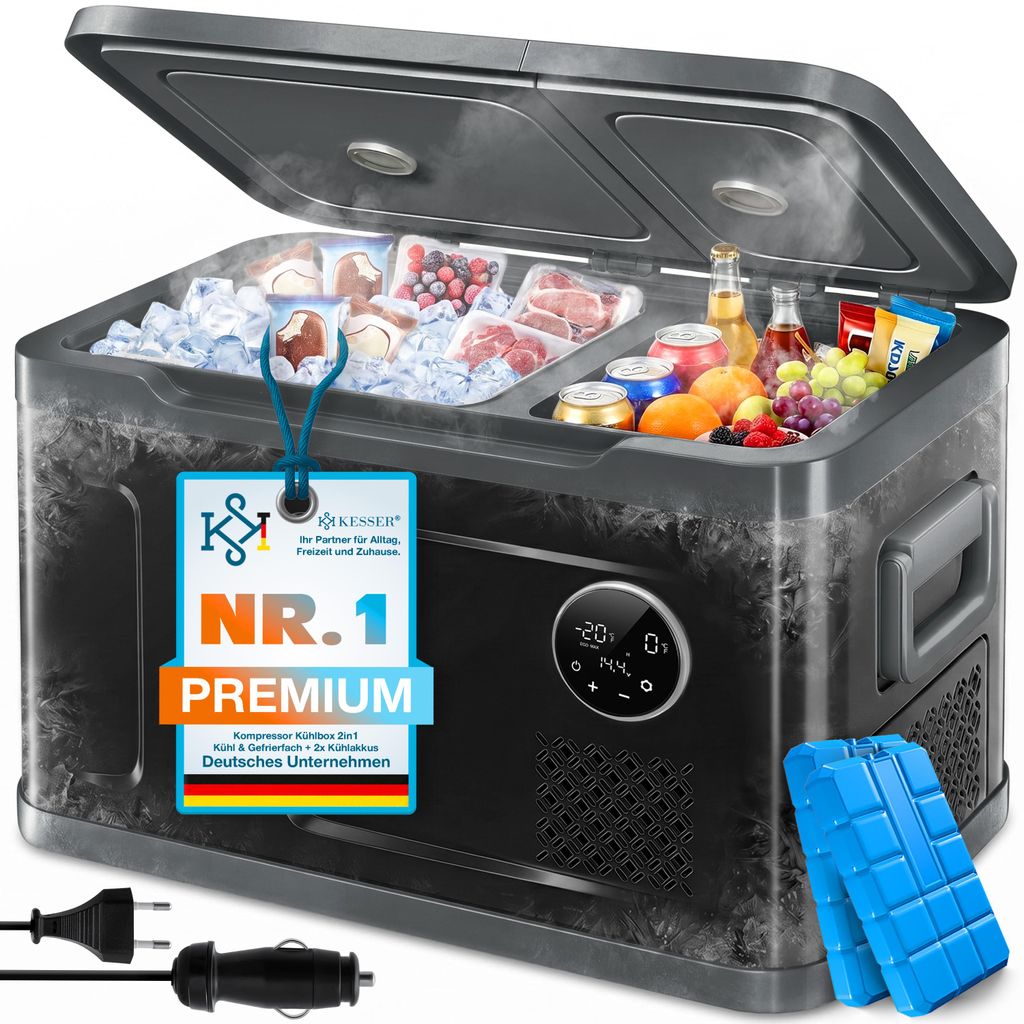 KESSER® Kompressor Kühlbox 2in1 Doppelzone Kühl- & Produktbild 
