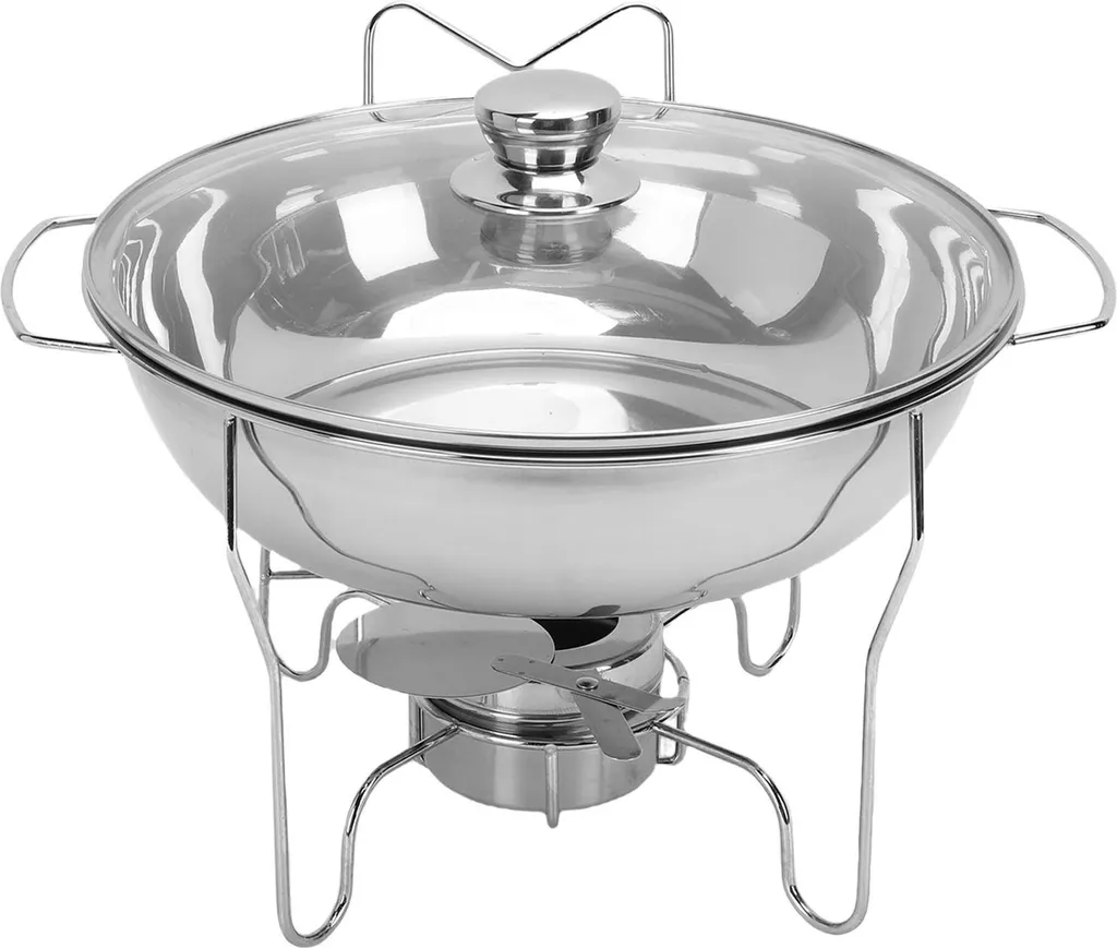 Chauffe-plat pour buffet et traiteur 6L, réchaud autonome inox et verre