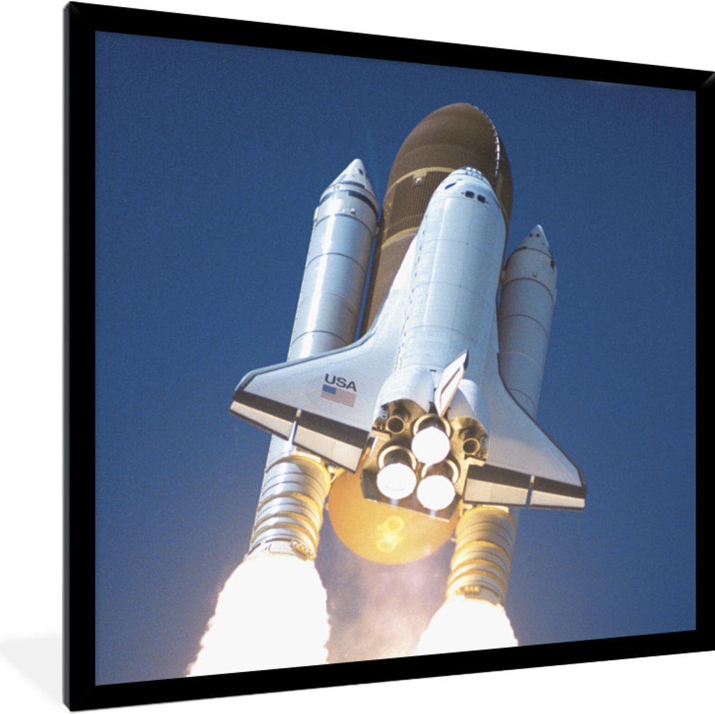 MuchoWow Gerahmtes Poster Nahaufnahme des Starts einer Raumfähre 40x40 cm - Poster mit Schwarzem Bilderrahmen Wandposter Rahmen Foto Bilder - Mi...