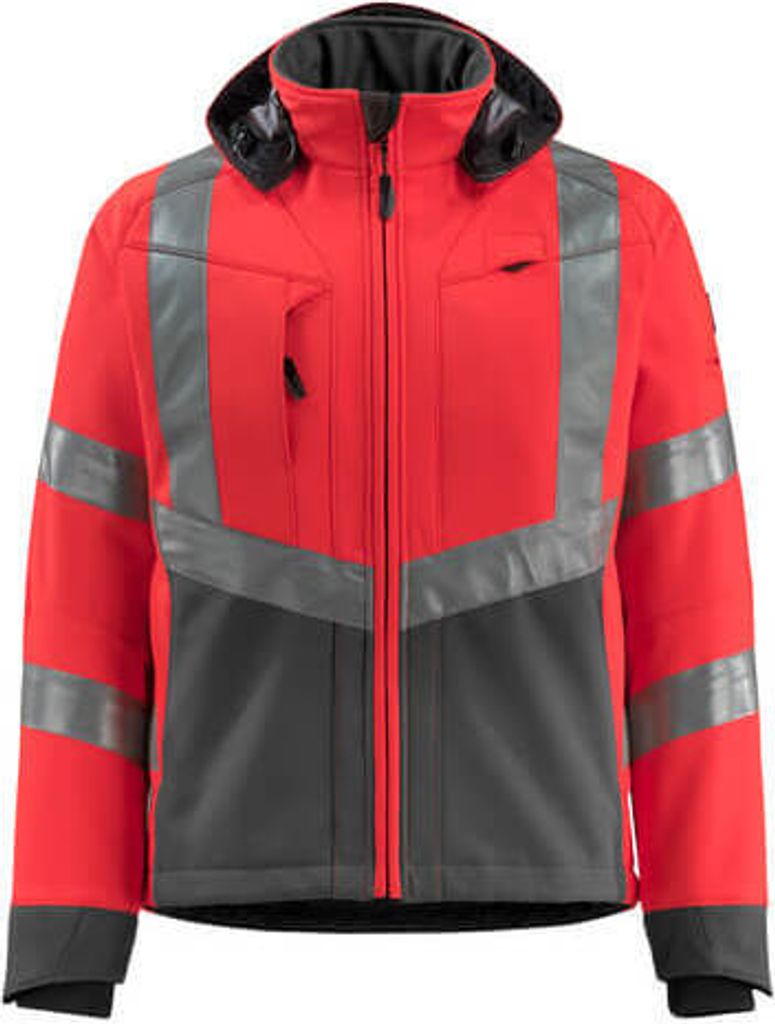 MASCOT Blackpool Soft Shell Jacke Größe L, hi-vis rot/dunkelanthrazit | Packung (1 Stück)