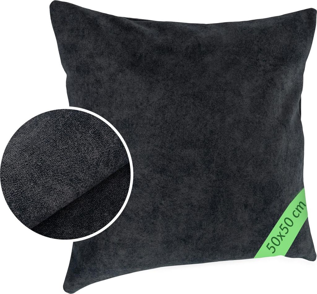 Dekokissen MAGIC atmungsaktiv ohne Füllung Kissenbezug Velour mit Reißverschluss 50x50cm einfarbig Meliert-Optik UNI Anthrazit