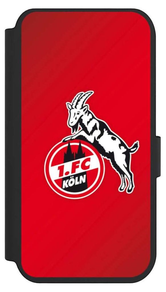 NIVOCASE Klapphülle für Apple iPhone 14 Pro Handyhülle aus Kunst Leder NIVOflip schwarz 1. FC Köln EffZeh Offizielles Lizenzprodukt