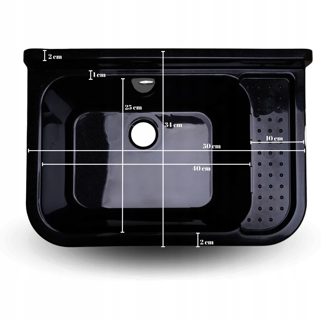 Évier de Buanderie Mural Compact Noir 50x34 cm - Idéal Petits Espaces
