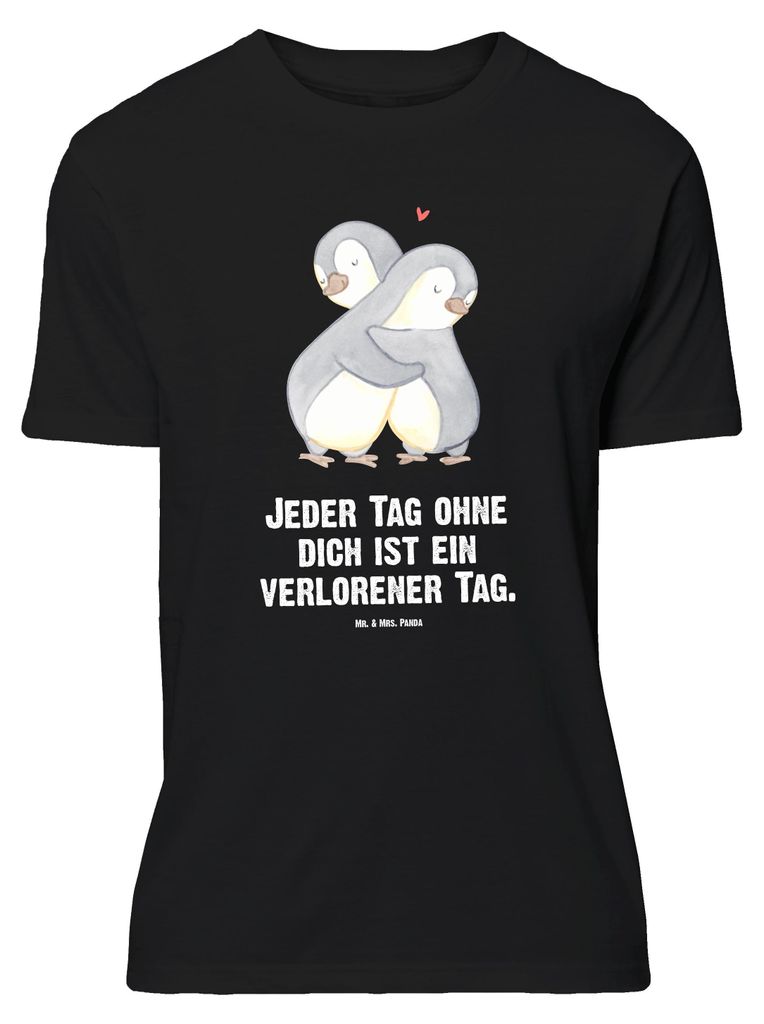 Mr. & Mrs. Panda Größe L T-Shirt Pinguine Kuscheln - Schwarz - Geschenk, Tshirt, Mitbringsel, Valentinstag, Freundin, Hochzeitstag, mit Spruch, S...