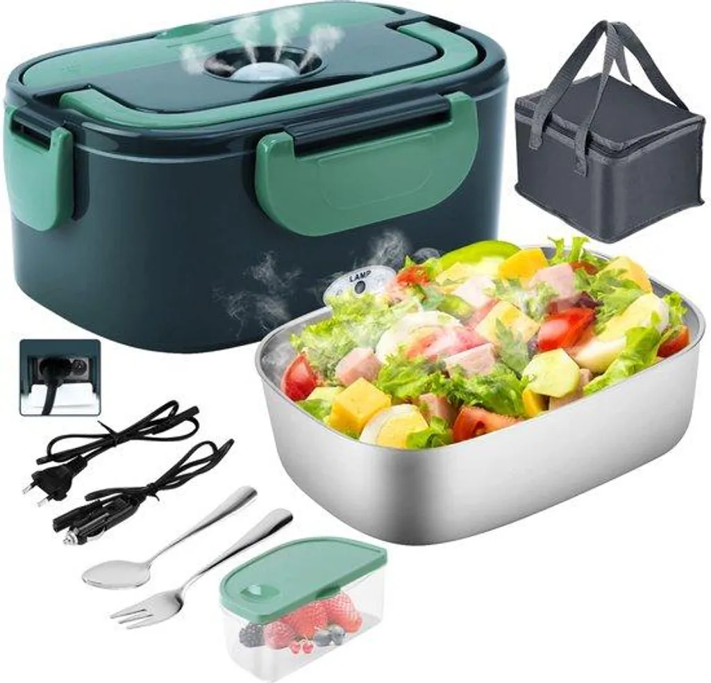 Lunch box chauffante électrique 4 en 1 inox pour voiture camion bureau