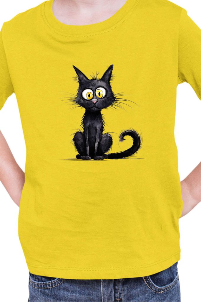 Kinder T-Shirt Funny Cats Breeds Bombay Cat 014, 12-13 Jahr - 152 / Gelb