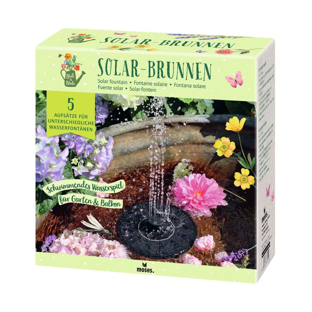 moses. Blatt & Blüte Solar-Brunnen, schwimmendes Wasserspiel für Garten, Terrasse & Balkon, Springbrunnen für den heimischen Teich, Gartenteich ...