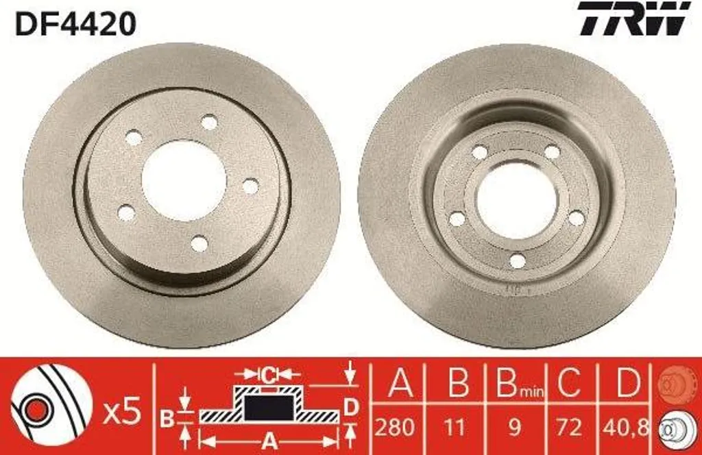Disque de frein TRW DF4420 idéal pour entretien Mazda 3 et Mazda 5