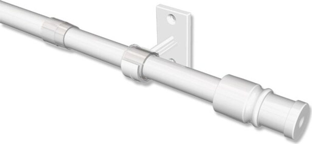 Interdeco Caféhausstange, Scheibenstange Weiß Modell Sora, 135-225 cm (Packung 2 Stück)