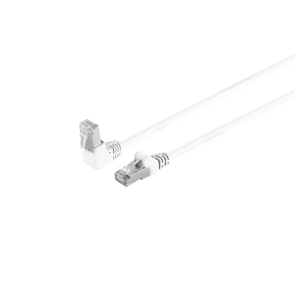 Câble Ethernet Cat 6 3m coudé blanc pour TV murale et box internet - 3