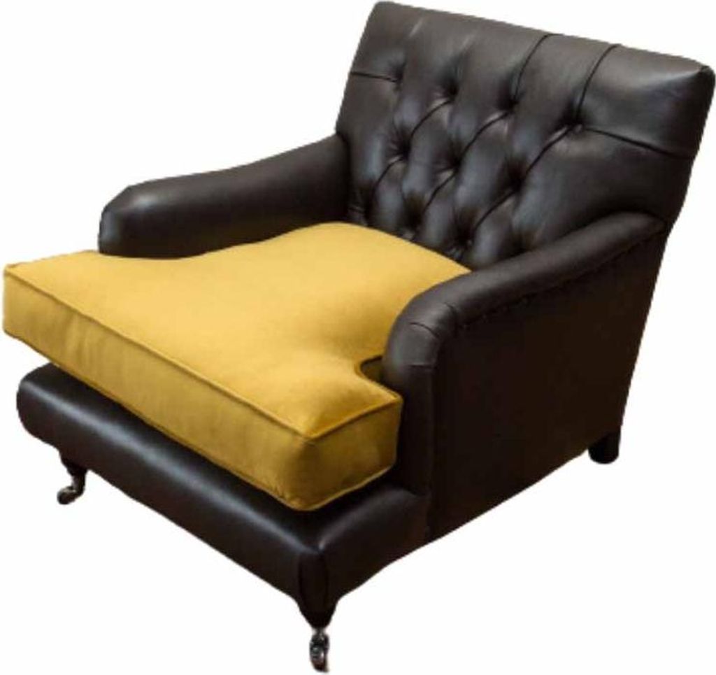 Sessel Couch Sofa Leder Braun Lounge Polster Sitzer Luxus Design Club