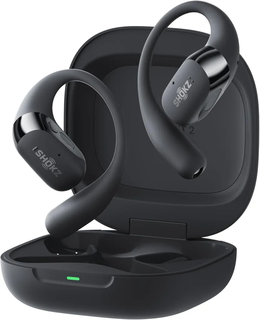 Open-Ear-Kopfhörer, Dolby Audio 48 Std. Spielzeit, IP55 wasserfeste Bluetooth-Ohrhörer mit Mik., kabelloses Laden, USB-C-Schnellladen, mit Tragetasche
