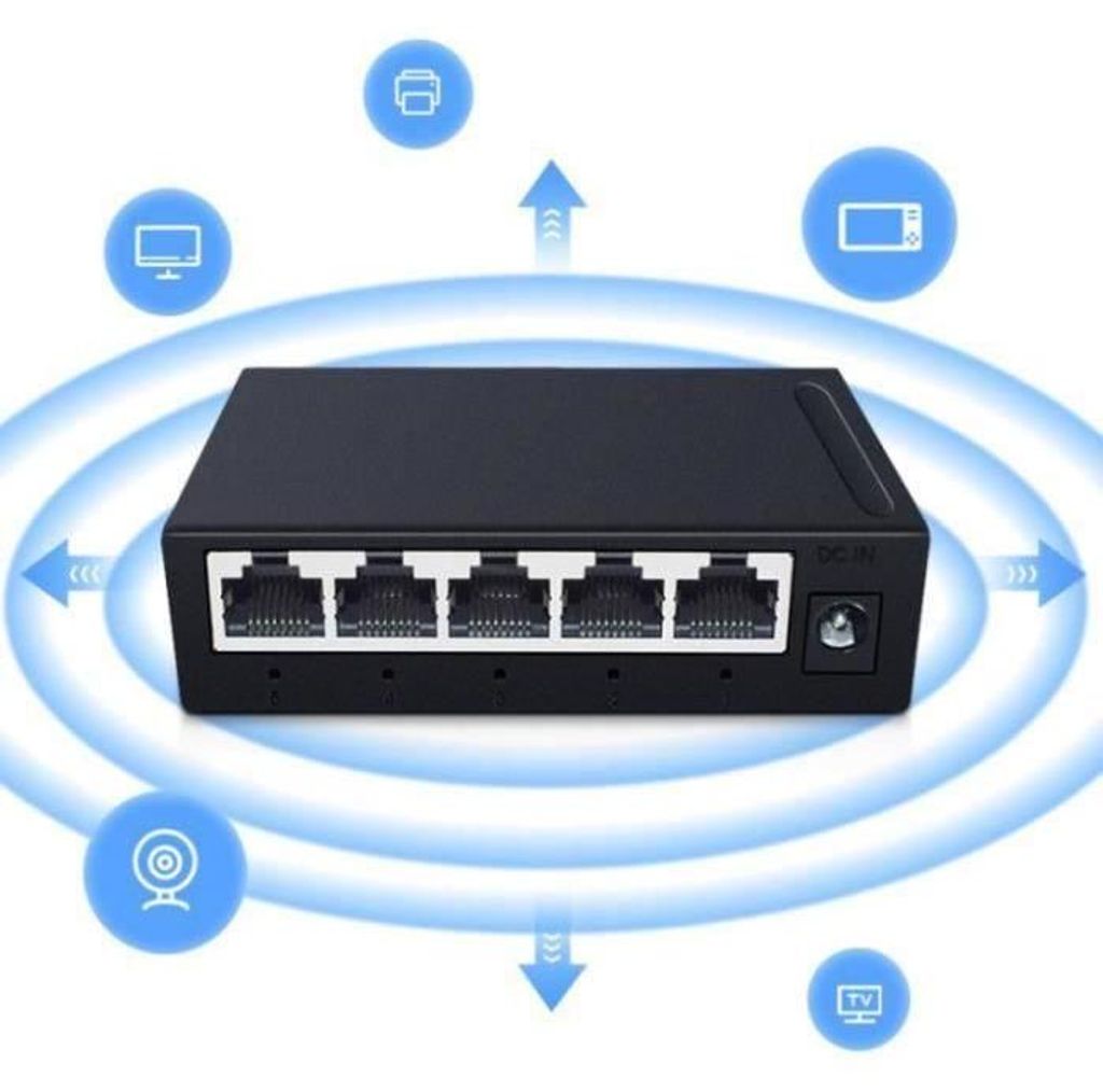 Netzwerk-Switch und Hub – Gigabit-Ethernet-Switch mit 5 RJ45-Ports (10–100–1006 Mbit/s)