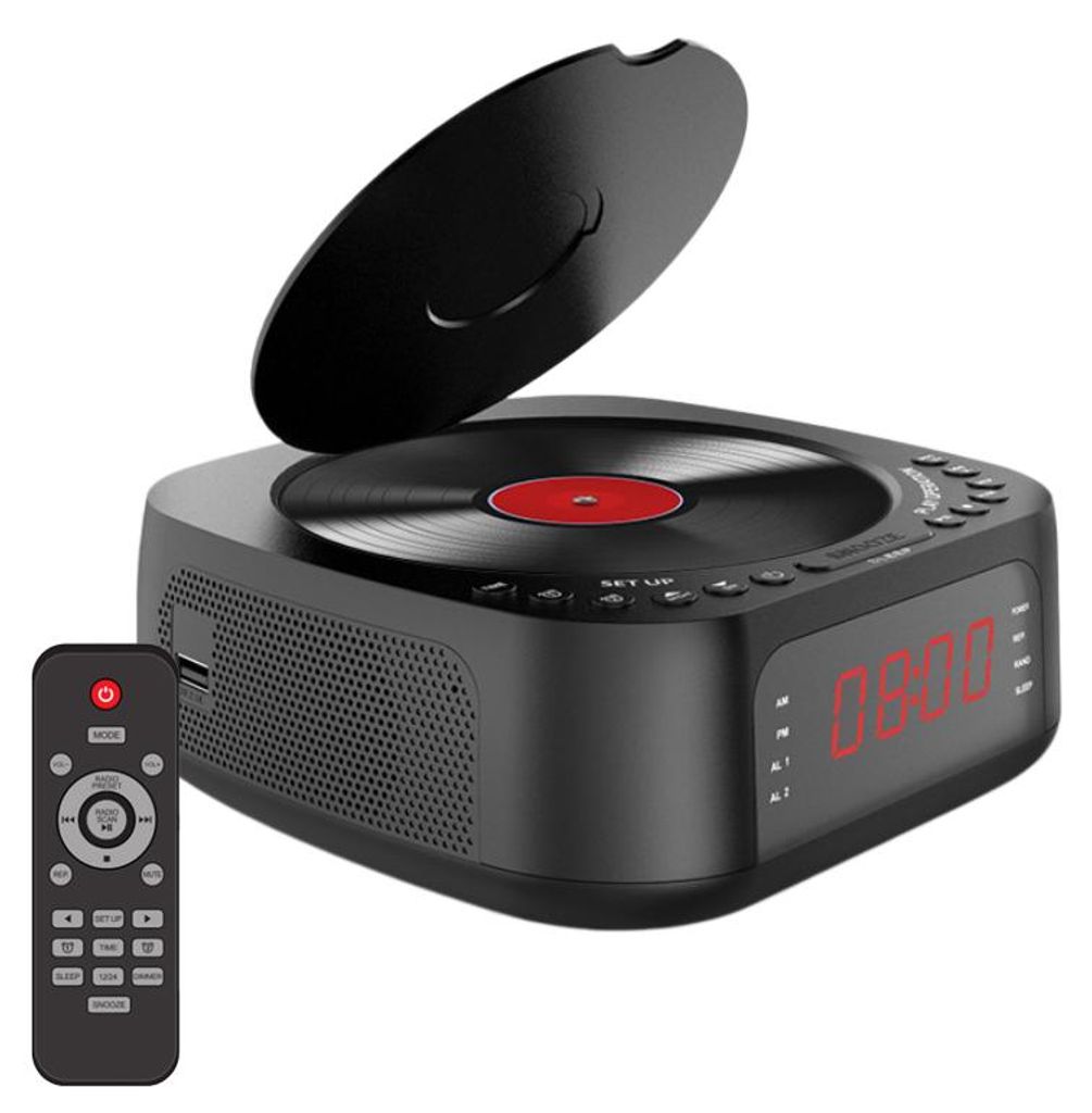 ZELURXX CD Uhrenradio mit Bluetooth, CD/MP3 Player, FM Radio, USB, Dual Alarm, Sleep Timer, Fernbedienung