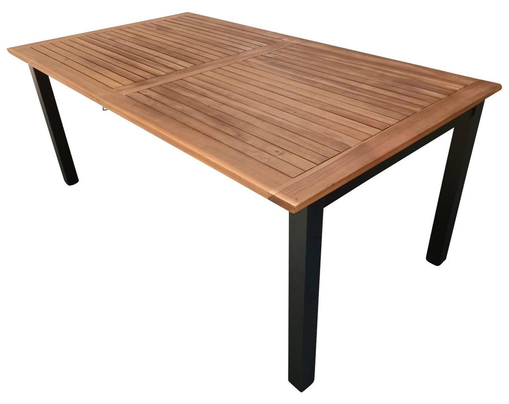 Ausziehtisch 100 x 75 x 240 cm Akazie Aluminium Grau Produktbild 
