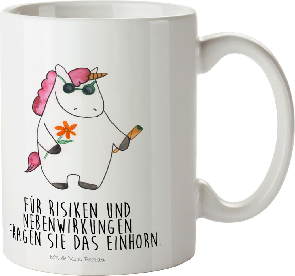 Mr. & Mrs. Panda Pott Einhorn Woodstock - Weiß - Geschenk, Joint, Einhörner, Outdoor Becher, Unicorn, Mehrwegbecher, Trinklernbecher, Witzig, Alk...