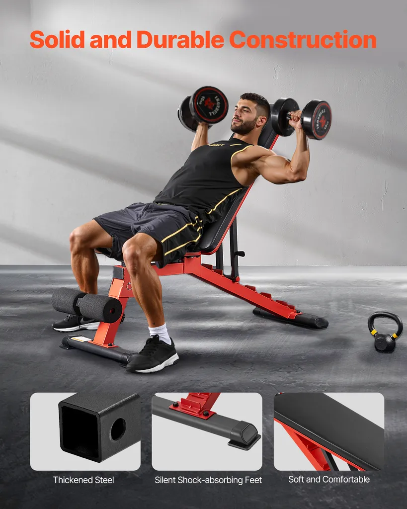 Banc de musculation inclinable noir pour musculation à la maison
