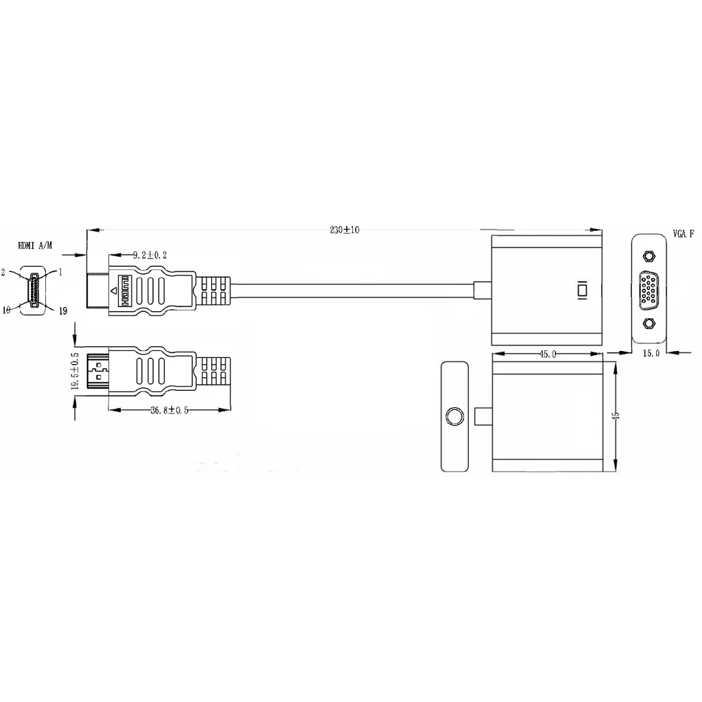 Vision TC-HDMIVGA adattatore cavo video VGA (D-Sub) HDMI tipo A (standard) Bianco