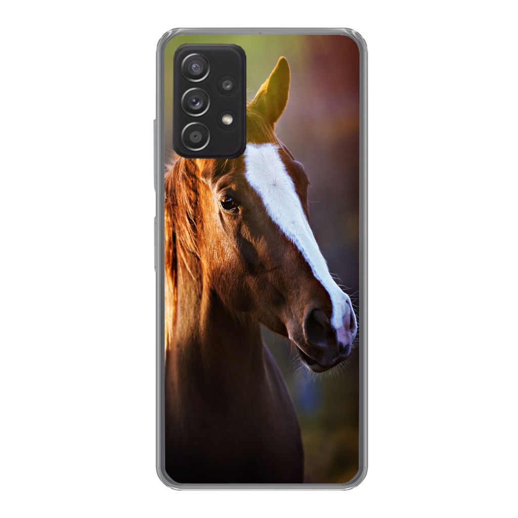 MuchoWow Handyhülle Schutzhülle Hülle für Samsung Galaxy A33 5G Pferd - Licht - Mantel Silikon Softcase Handy Hülle - Kartenhalter