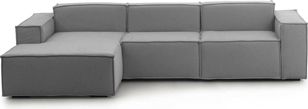 Festes Sofa Jessica, Modulares 3-Sitzer-Sofa mit linker Halbinsel, 100% Italy, Modernes Sofa aus Stoff, Cm 300x170h70, Grau