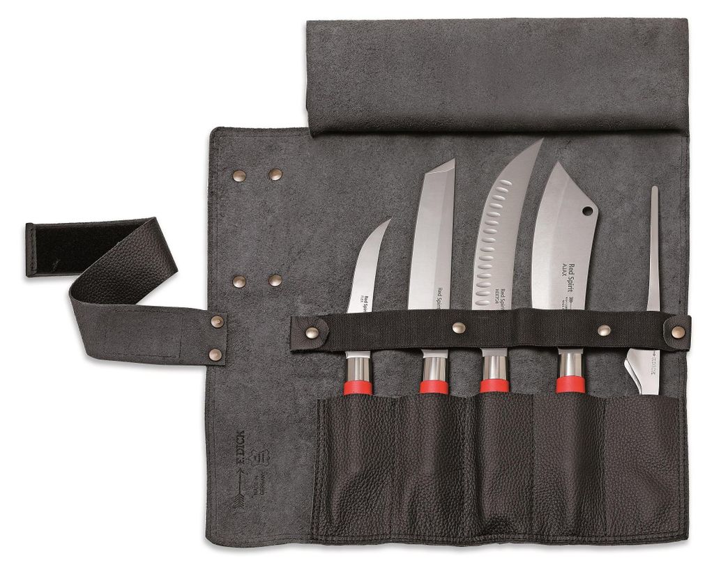 F.DICK Leder Rolltasche Red Spirit 5-tlg schwarz Messerset Messer 8176800-01