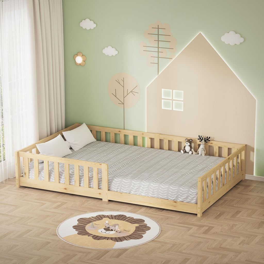 ML-Design Kinderbett 120x200 cm Natur Bodenbett für Kinder Produktbild 