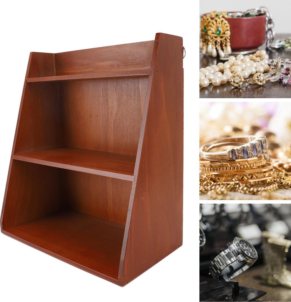 Desktop Sundries Organizer Vintage Multi Layer Holz Desktop Sundries Lagerung Regal für Parfüm Kosmetik