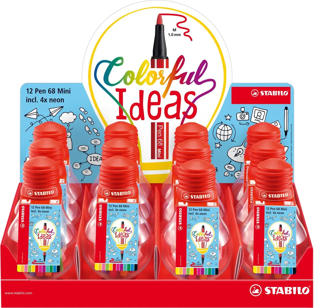 Feutre de couleur Stabilo Pen 68 Mini anti-dessèchement 12 pièces
