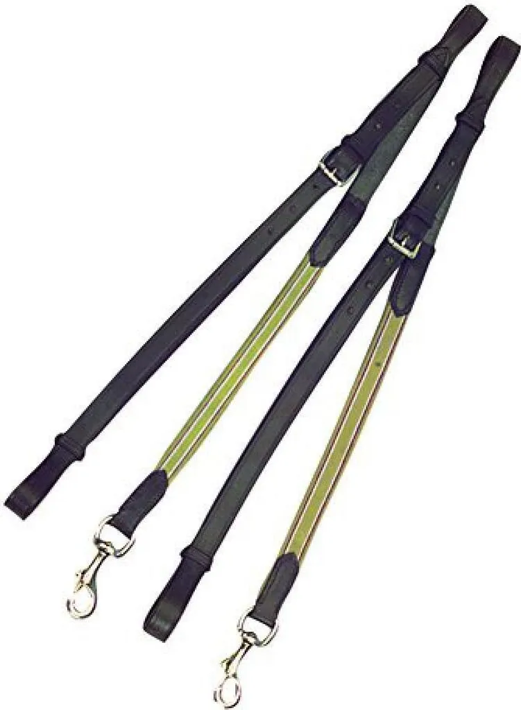 Rênes d'encolure élastiques en cuir noir Kincade pour travail du cheval
