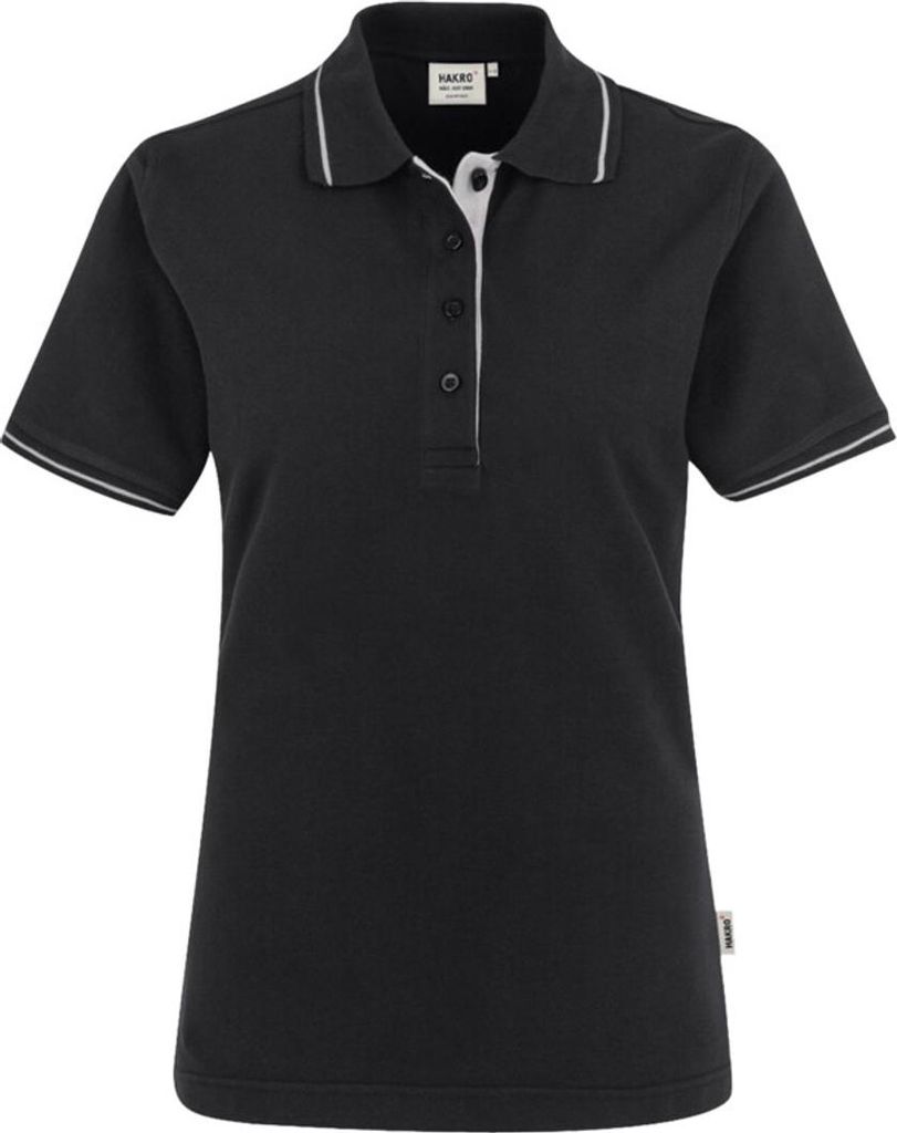 HAKRO Poloshirt Casual Damen #203 Gr. S schwarz/silber Produktbild 