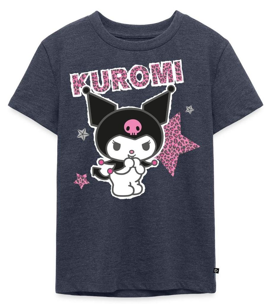 Spreadshirt Kuromi Mit Schriftzug Leo Stil Kinder Premium T-Shirt, 134/140 (8 Jahre), Jeansblau