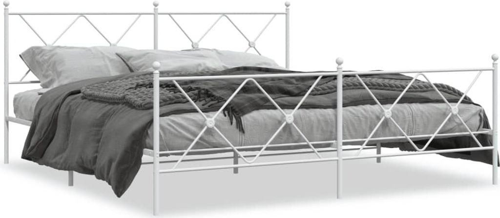 Maison Exclusive - Bettgestell mit Kopf- und Fußteil Metall Weiß 183x213 cm