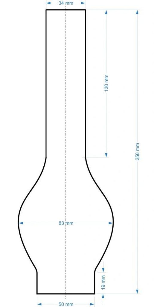 Skleněný cylindr na lampu Ø 50/250 UG – ruční výroba | Obrázek produktu 
