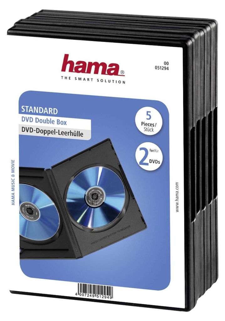 Hama DVD-Doppel-Leerhüllen, Standard, 5 Sück, schwarz Produktbild 