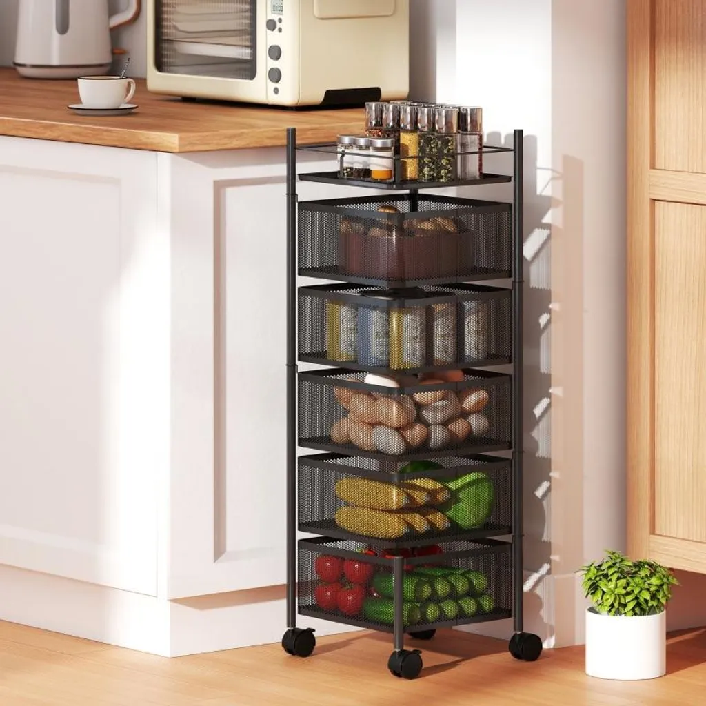 Carrello Servizio in Legno con 3 Cassetti da Cucina Carrellino Salvaspazio Ruote