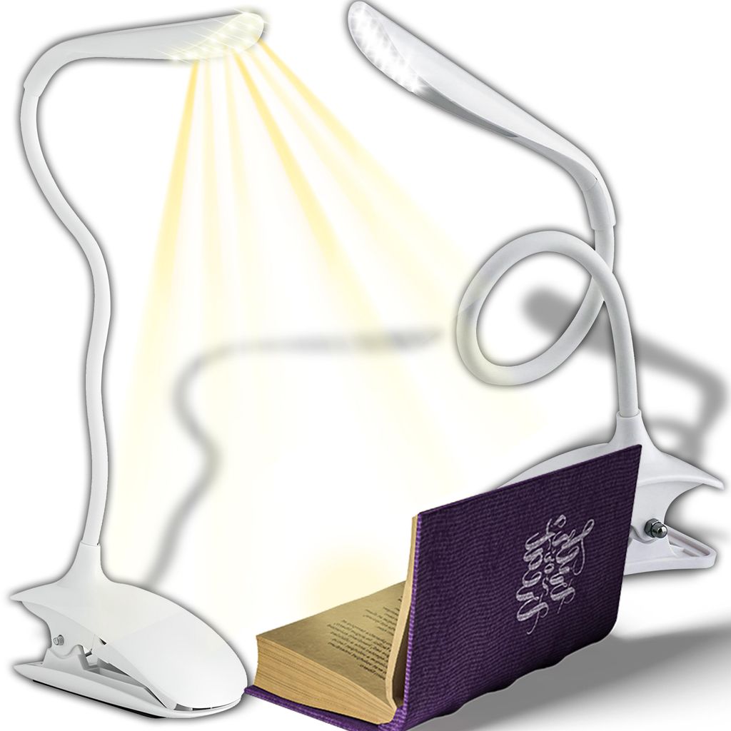 LED Leselampe mit Klemmhalterung – flexiblen Schwanenhals, dimmbar, USB-wiederaufladbar, Augenschutz, Tischlampe ideal zum Lesen & Arbeiten 3W Retoo