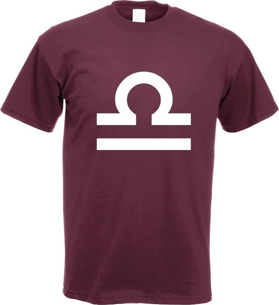 Kiwistar - T-Shirt - Burgund - Waage Sternzeichen Motiv Bedruckt Funshirt Design Print - mit Motiv Bedruckt - Funshirt Design - Sport - Freizeit - ...