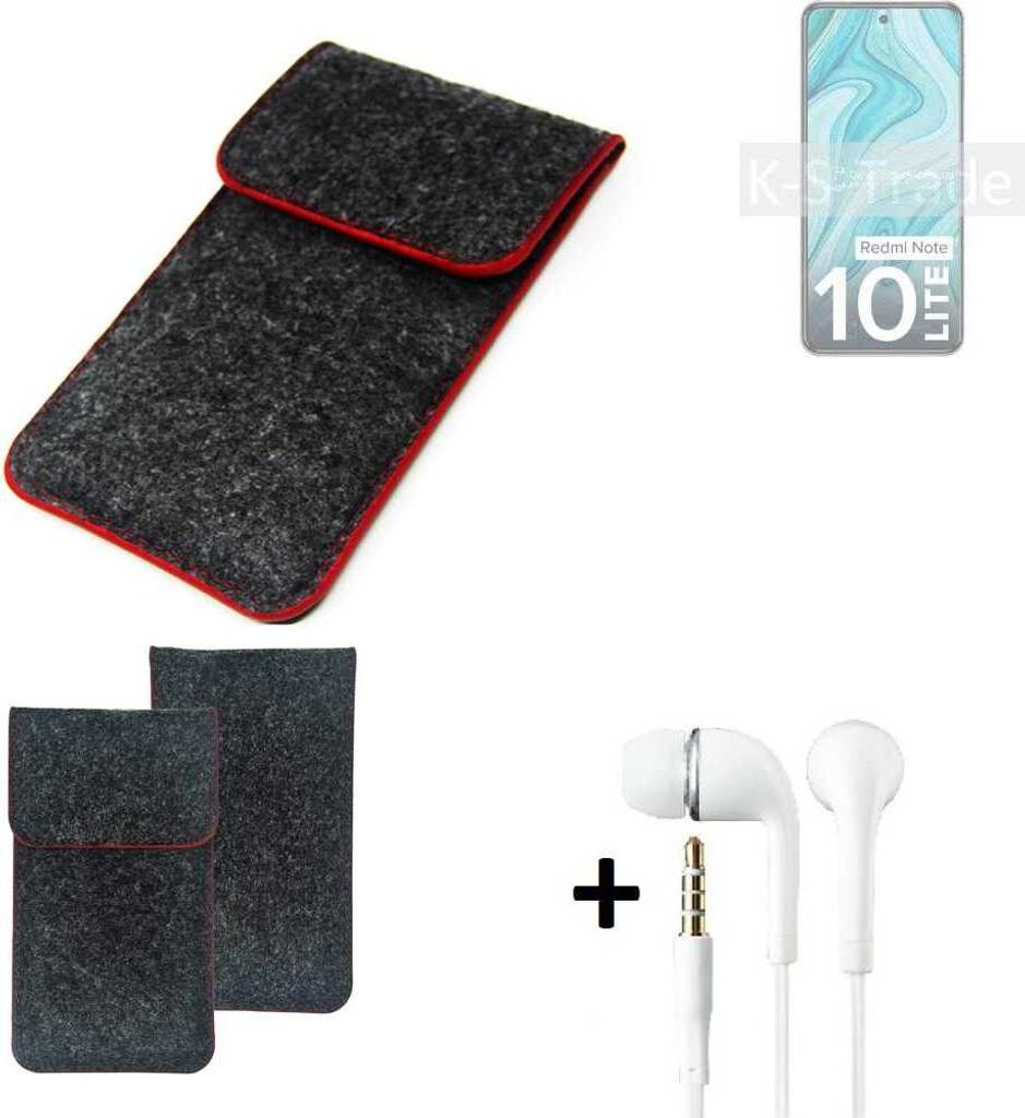 K-S-Trade Handy Schutz Hülle kompatibel mit Xiaomi Redmi Note 10 Lite Schutzhülle Handyhülle Filztasche Pouch Tasche Case Sleeve Filzhülle