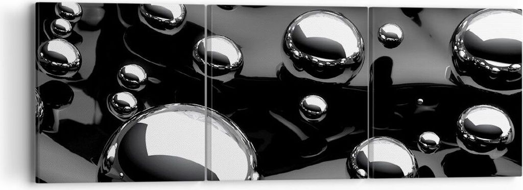 Bild auf Leinwand - Leinwandbild - Chrom Metall Reflexion - 90x30cm - Wand Bild - Wanddeko - Leinwanddruck - Bilder - Kunstdruck - Wanddekoration -...