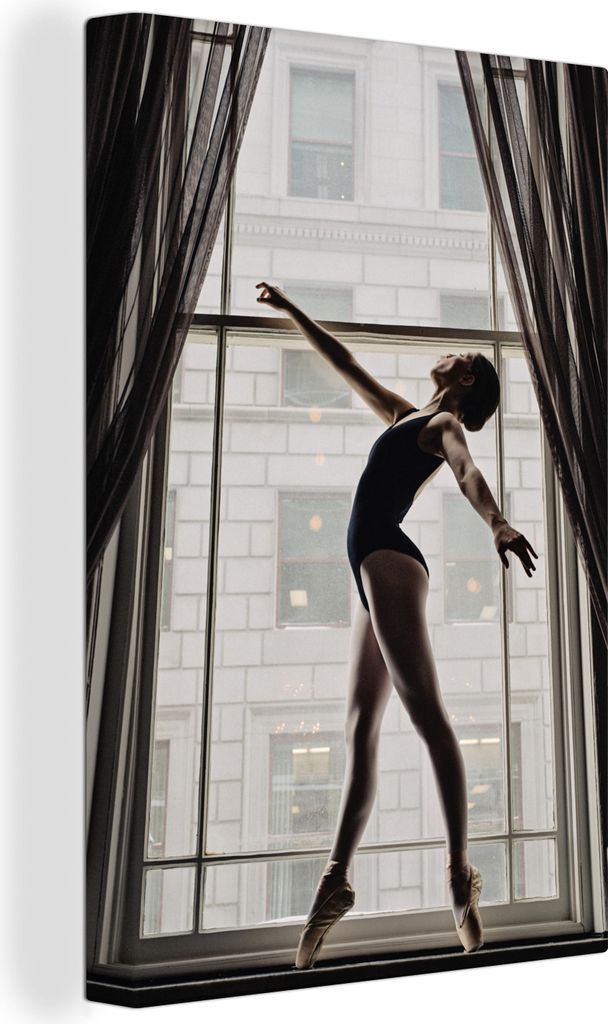 OneMillionCanvasses - Leinwandbilder - 90x140 cm, Tanzende Ballerina vor einem Fenster, Wandbilder Kunstdruck Wanddekoration - Wandschmucke - Sch...