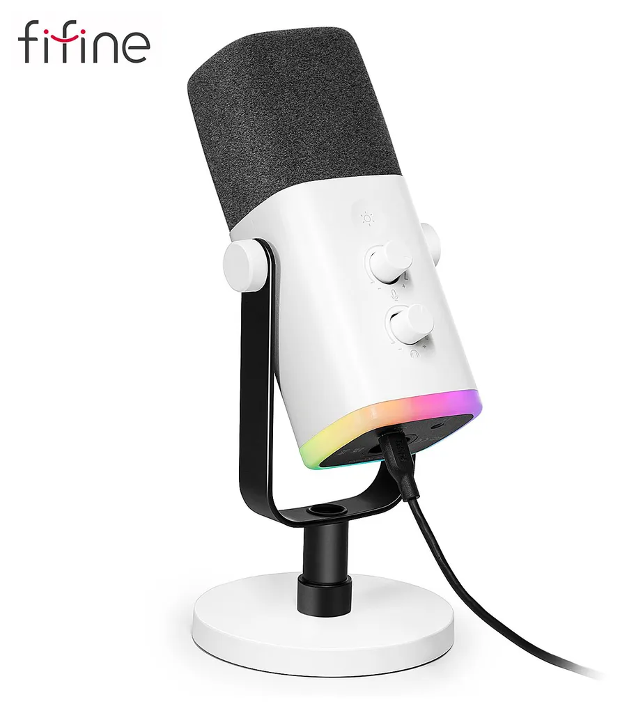 Microphone Dynamique Podcast et Chant avec Sortie Hybride XLR USB-C Noir