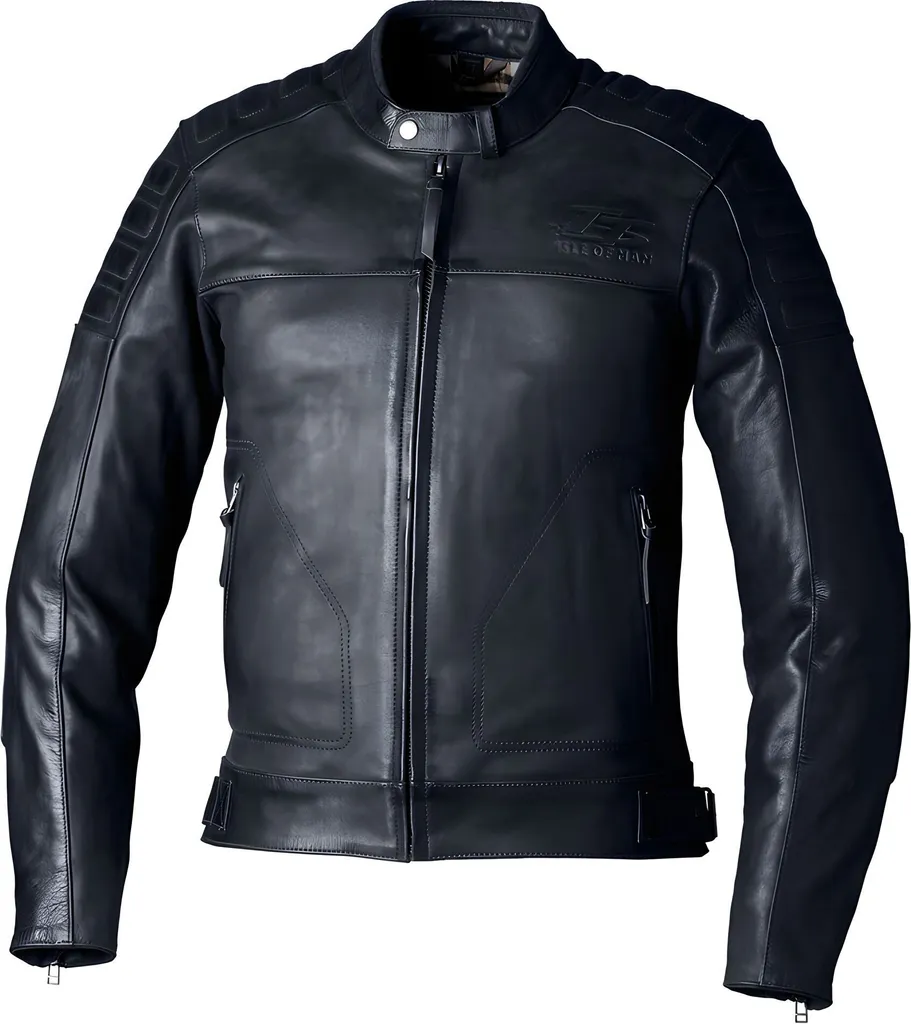Blouson moto vintage RST Brandish2 en cuir véritable noir pour homme