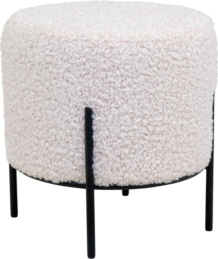 Pouf Sgabello Alford Bianco | Seduta in Finta Pelle d'Agnello