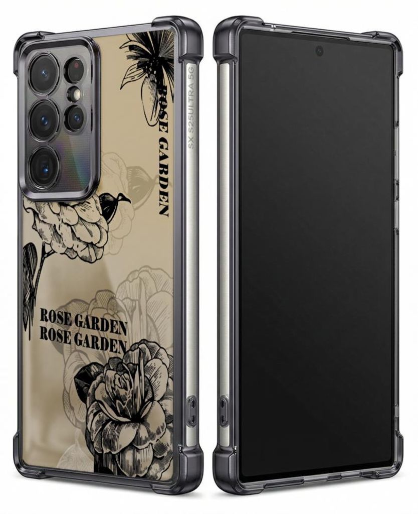 Personalisierte Hülle mit Bild für Samsung Galaxy S24 Ultra Elektroplattiert TPU Stoßdämpfer Handyhülle mit Rosengarten-Blumenmuster