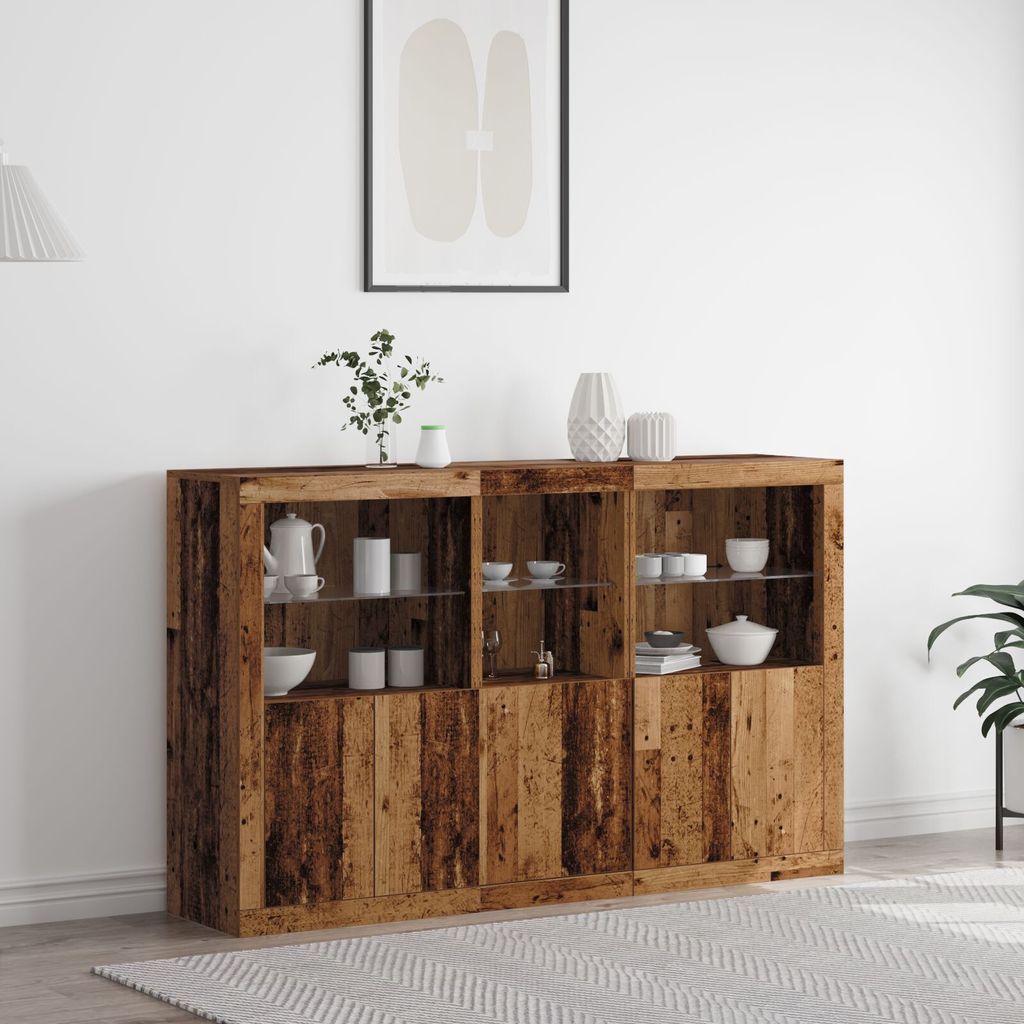 Möbel Sideboard mit LED-Lichtern Altes Holz 162x37x100 cm - Kommoden 3333122
