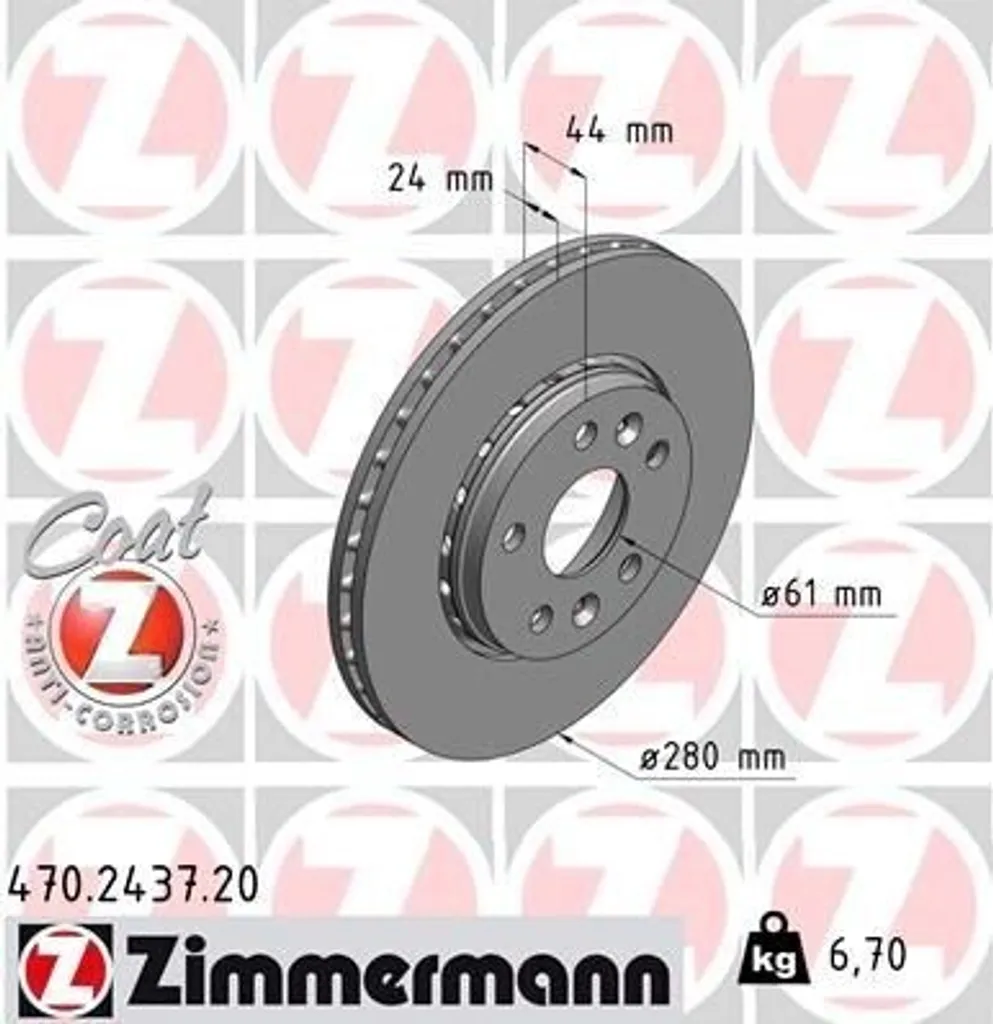 Disque de frein haute précision Zimmermann 470.2437.20 - Acier Allié